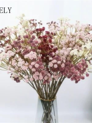 62 cm Høykvalitets Små Blomster – Høstfarger, Myk Gummifylt Gypsophila Tørket Blomst