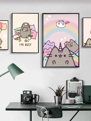 Søt Pusheen Veggdekor – Estetisk Kunst til Rommet