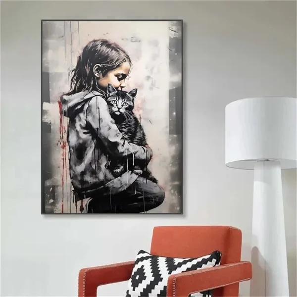 Banksy Graffiti Boy Girl with Balloon on Canvas Posters Prints