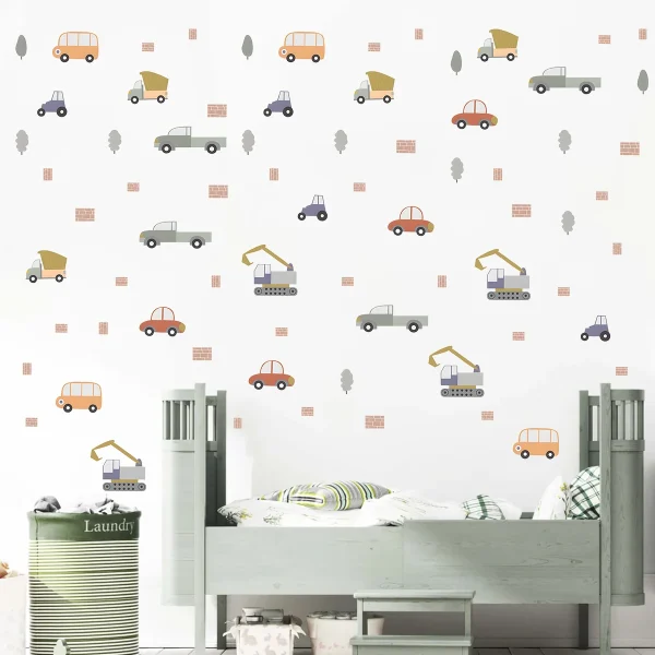 Cartoon Tractor Helicopter Car Wall Stickers for Kid