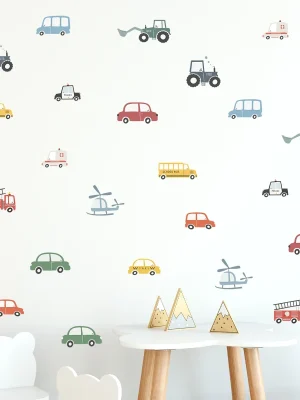 Cartoon Tractor Helicopter Car Wall Stickers for Kid