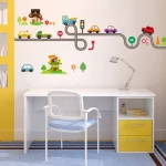 Cartoon Highway Track Cars Wall Stickers For Kids Rooms Sticker Children's Play Room Bedroom Decor Wall Art Decals