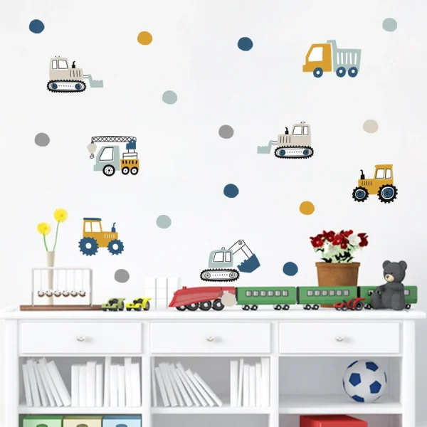Cartoon Cute Urban Buildings and Cars Watercolor Nursery Removable Stickers