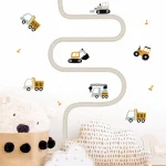 Cartoon Cute Urban Buildings and Cars Watercolor Nursery Removable Stickers