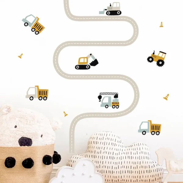 Cartoon Cute Urban Buildings and Cars Watercolor Nursery Removable Stickers