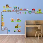 Cartoon car road track creative wall sticker