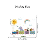 1Pc Cute Sun Rainbow Cartoon Animal Riding Train Wall Stickers for Kids Room