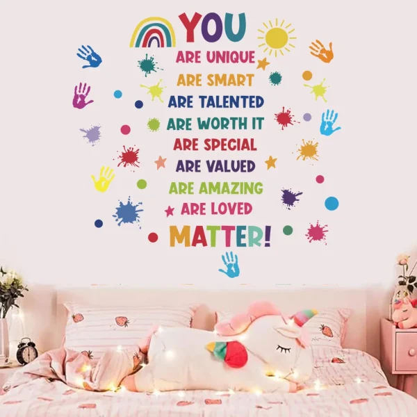 English motivational text wall removable sticker
