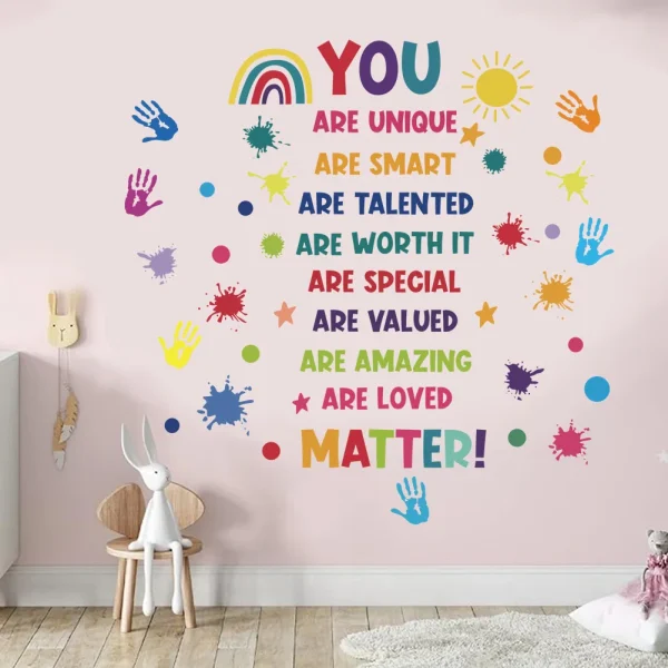 English motivational text wall removable sticker