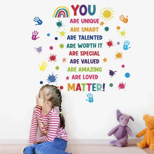 English motivational text wall removable sticker