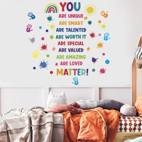English motivational text wall removable sticker