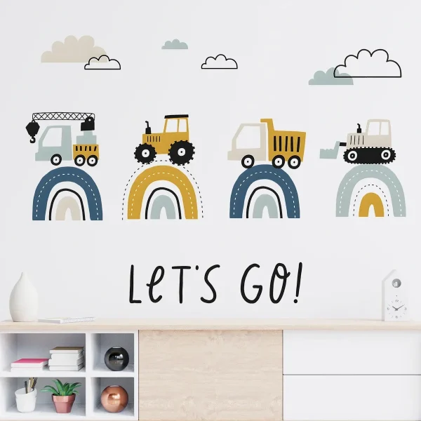 Cartoon Construction Truck Cute Car Wall Stickers