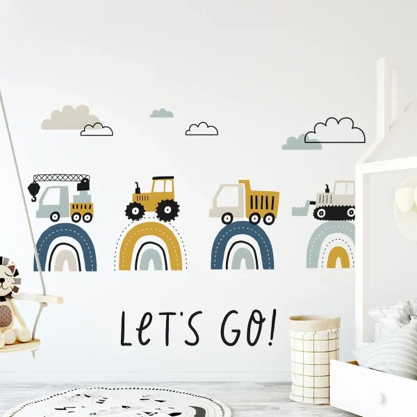 Cartoon Construction Truck Cute Car Wall Stickers