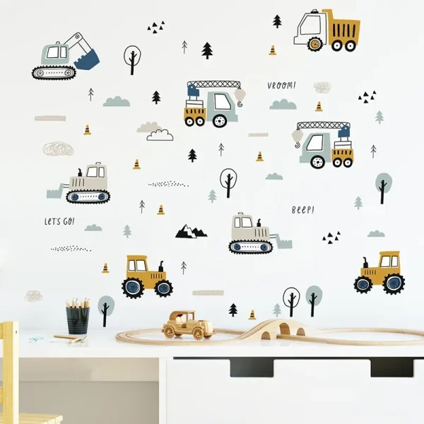 Cartoon Construction Truck Cute Car Wall Stickers