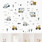Cartoon Construction Truck Cute Car Wall Stickers