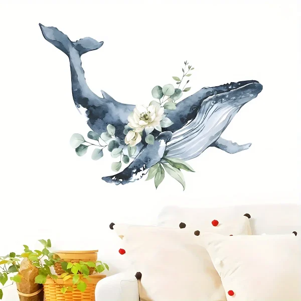 Cartoon Cute Whale Flower Animal Removable Wall Stickers