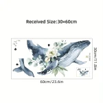 Cartoon Cute Whale Flower Animal Removable  Wall Stickers