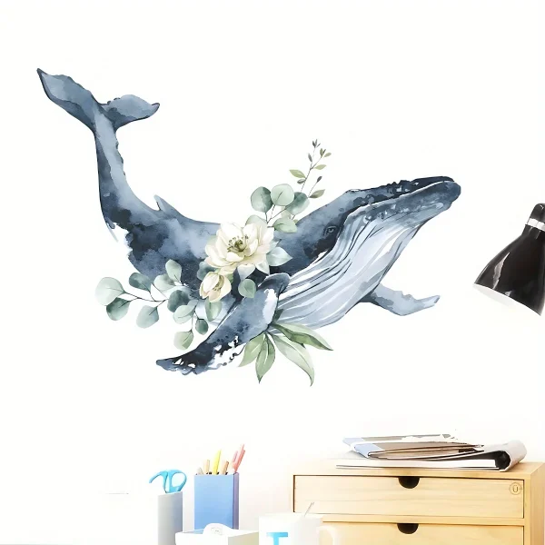 Cartoon Cute Whale Flower Animal Removable  Wall Stickers