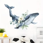 Cartoon Cute Whale Flower Animal Removable  Wall Stickers