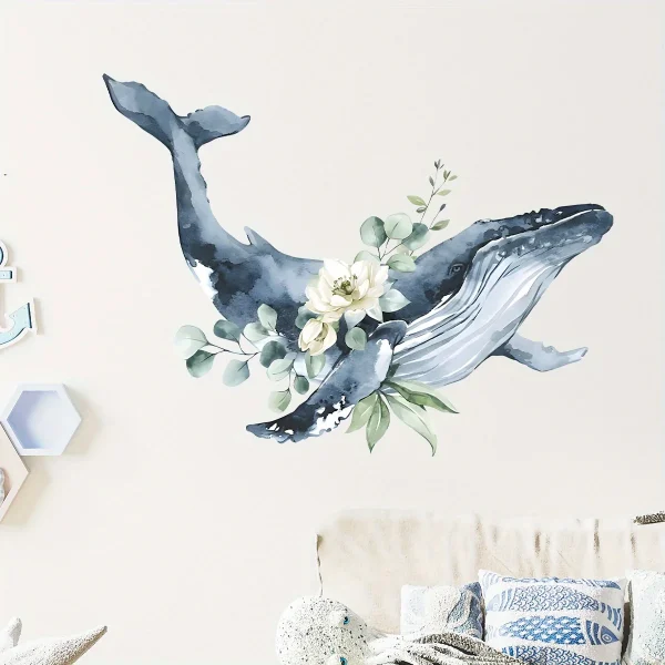 Cartoon Cute Whale Flower Animal Removable  Wall Stickers