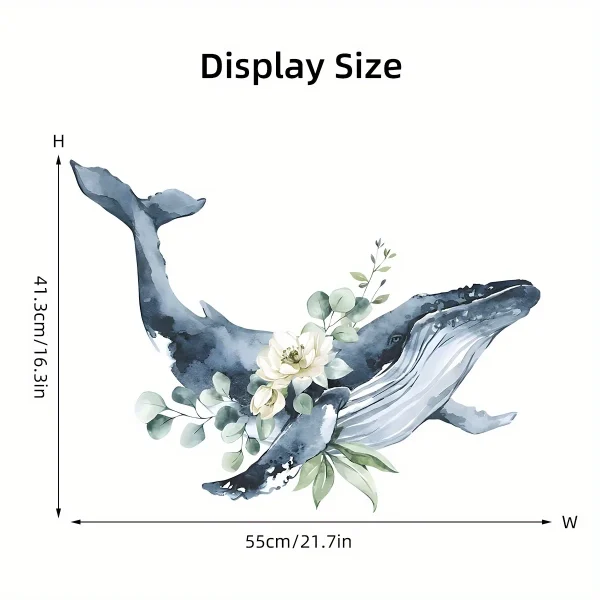 Cartoon Cute Whale Flower Animal Removable  Wall Stickers