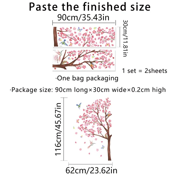 Peach Blossom Tree Removable Wall Sticker