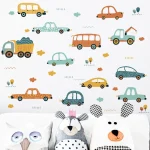 Cartoon Cars Bus Removable PVC Wall Stickers for Kids