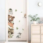 Watercolor Cartoon Forest Animals Bear Rabbit Door Stickers Wall Stickers