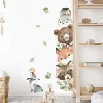 Watercolor Cartoon Forest Animals Bear Rabbit Door Stickers Wall Stickers