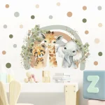 Watercolor Cartoon Forest Animals Bear Rabbit Door Stickers Wall Stickers