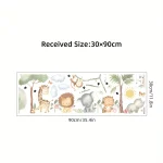 Cartoon Cute Lion Elephant Giraffe Tree Forest Animal Wall Stickers