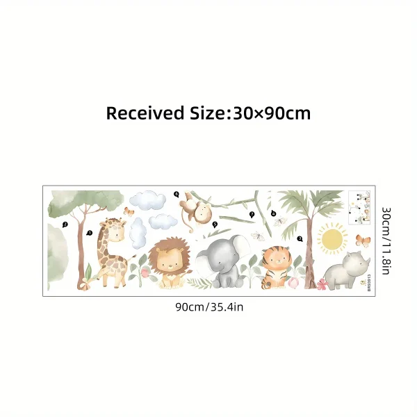 Cartoon Cute Lion Elephant Giraffe Tree Forest Animal Wall Stickers