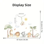 Cartoon Cute Lion Elephant Giraffe Tree Forest Animal Wall Stickers