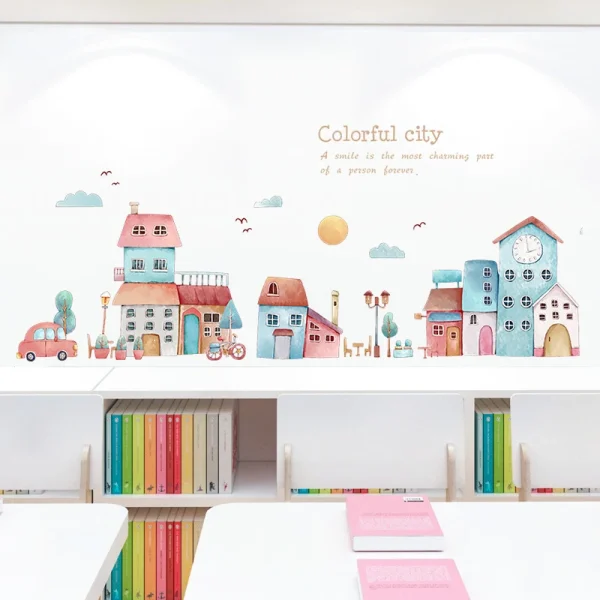 Creative Cartoon City Wall Stickers