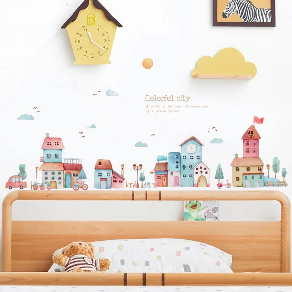 Creative Cartoon City Wall Stickers