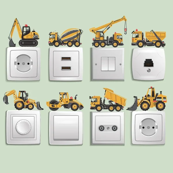 Construction Vehicle Tower Crane Wall Stickers