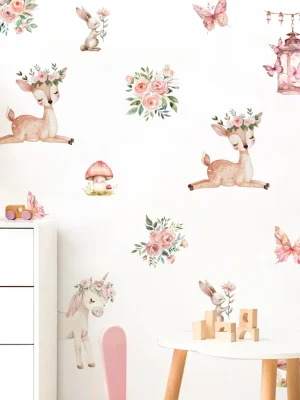 Cartoon Beautiful Deer House Wall Stickers