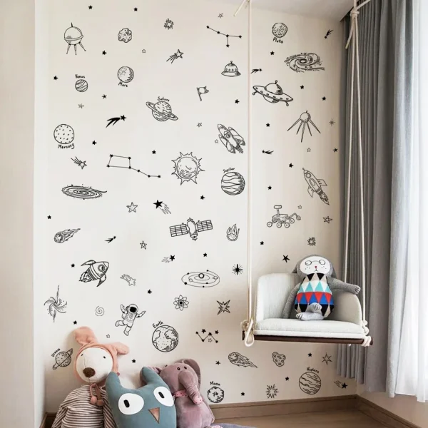 Cartoon Universe Theme Pattern Wall Sticker