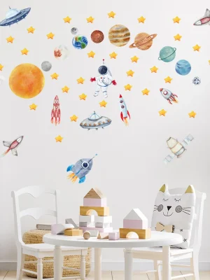 Creative Travel Planet Space Astronaut Wall Stickers