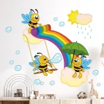 1Pc Cartoon Rainbow Cute Bees Wall Stickers