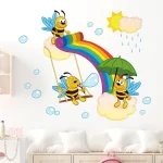 1Pc Cartoon Rainbow Cute Bees Wall Stickers