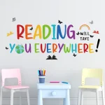 1Pc Cartoon Colorful "reading" Text Wall Sticker