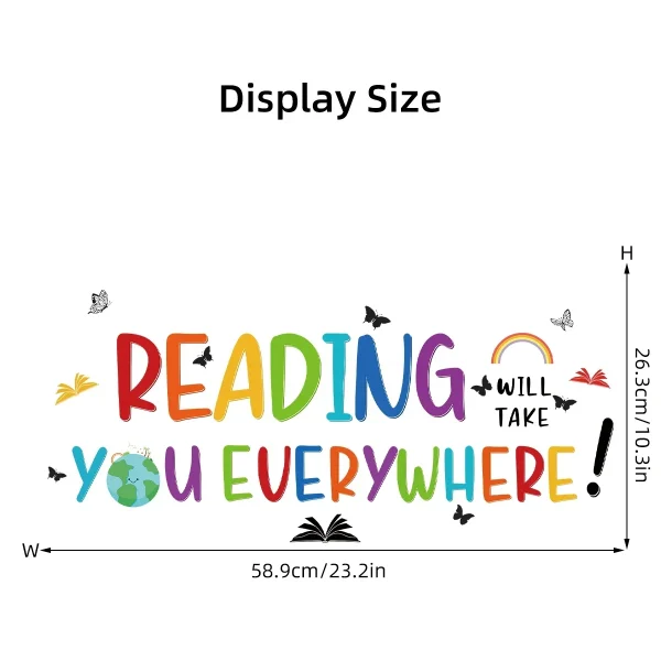 1Pc Cartoon Colorful "reading" Text Wall Sticker