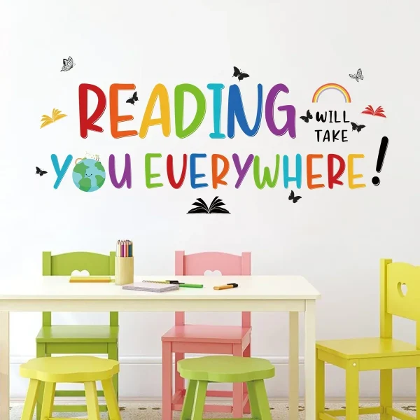 1Pc Cartoon Colorful "reading" Text Wall Sticker