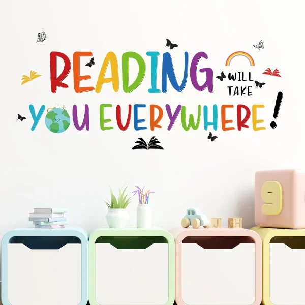 1Pc Cartoon Colorful "reading" Text Wall Sticker