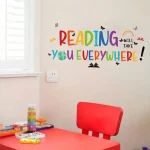 1Pc Cartoon Colorful "reading" Text Wall Sticker