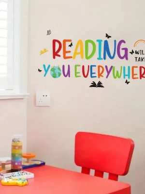 1Pc Cartoon Colorful "reading" Text Wall Sticker