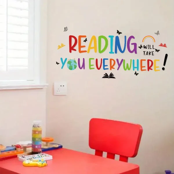 1Pc Cartoon Colorful "reading" Text Wall Sticker