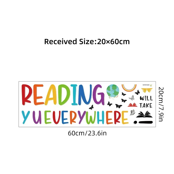 1Pc Cartoon Colorful "reading" Text Wall Sticker