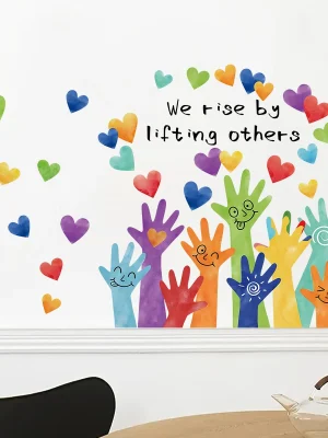 Cartoon Cute Palm Graffiti Multi Color Love Wall Stickers